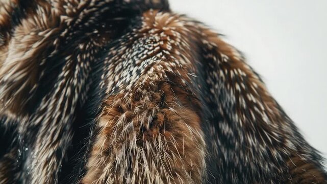 Video Close-up view of a luxurious fur coat on a person, suitable for fashion or lifestyle ry