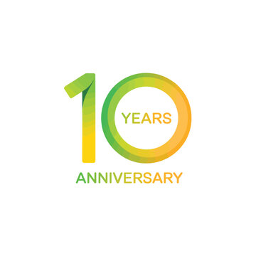 A vibrant logo celebrating a decade of success and anniversary