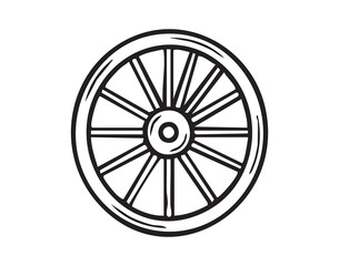 Obraz premium Rustic wooden carriage component. Historical carriage part featuring handcrafted spokes and circular rim. Old fashioned wooden wheel with intricate spokes and rustic charm reminiscent of past