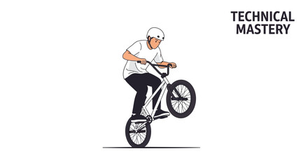 Naklejka premium Skilled Rider Demonstrates Extreme Bicycle Control With Technical Mastery
