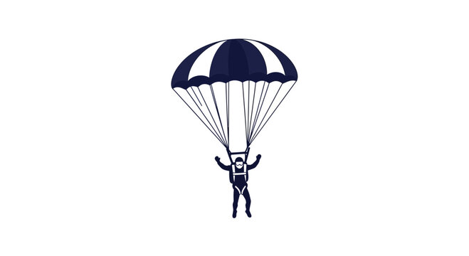 Skydiver Descending With Parachute Icon Minimalist Graphic Design
