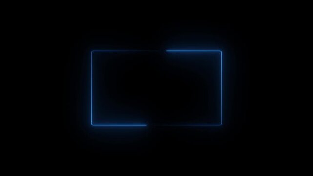 Glowing neon square frame animation. luminous banner animation. blue and red color neon box icon.