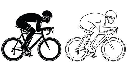 Fototapeta premium Cyclist Riding Bike Illustration Sportsman Action Drawing