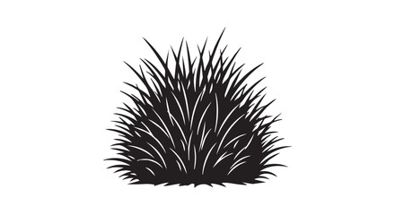 Naklejka premium Silhouette of lush green grass clump, detailed blades forming a natural texture for outdoor scenes.