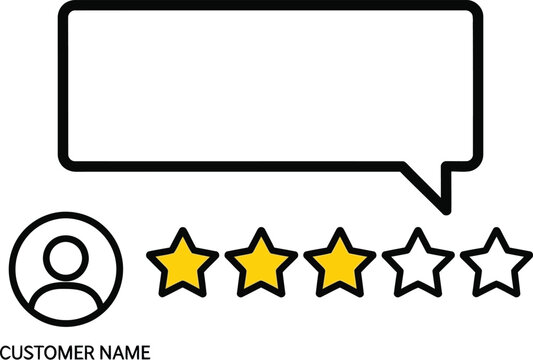 Customer Feedback Concept: Three Star Rating with Speech Bubble Icon