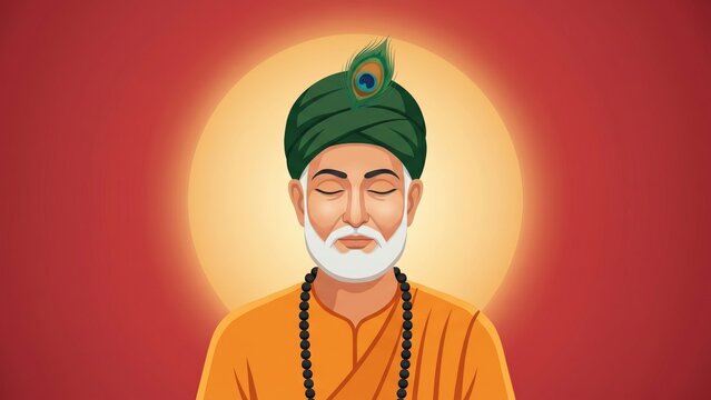 Modern Cool Tone Sant Kabir Das Vector Portrait