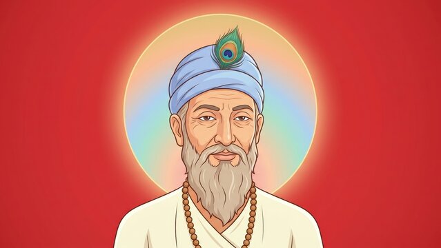 Pastel Style Sant Kabir Das Vector Illustration