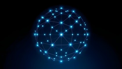 Naklejka premium Abstract global network sphere with connected nodes and digital communication lines