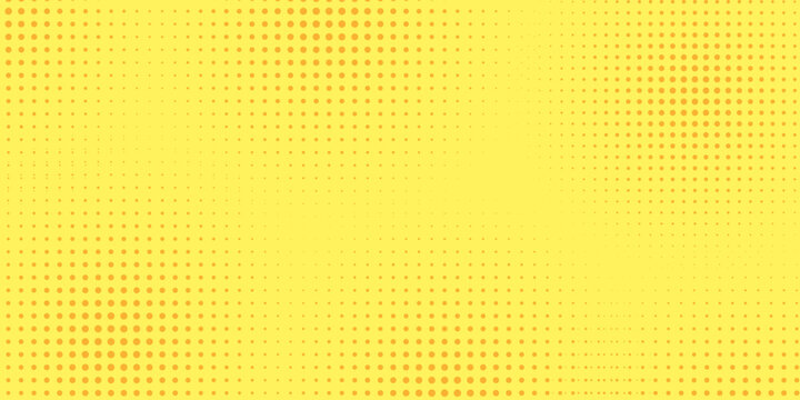 PrintYellow Halftone Dotted Gradient Background With Retro Comic Texture.