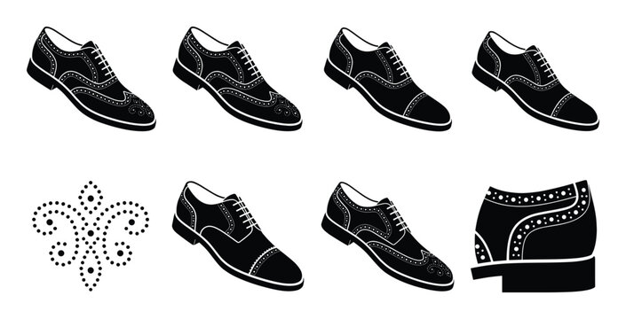 Classic mens brogue shoes set with decorative perforation patterns and elegant leather oxford design