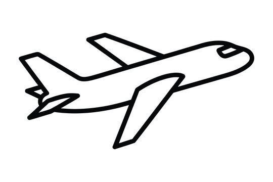 Minimalist line art drawing of a sleek modern airplane in flight profile view
