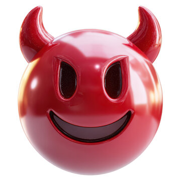 Red devil face with horns isolated on transparent background