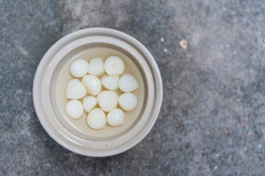 Fermented a garlic in bowl, ready to eat