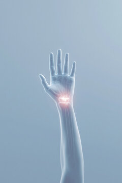 Human Arm and Wrist Joint with Highlighted Pain - Medical Illustration