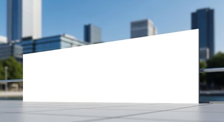 Fototapeta premium Blank White Billboard in Modern City Plaza with Blurred Buildings Background.