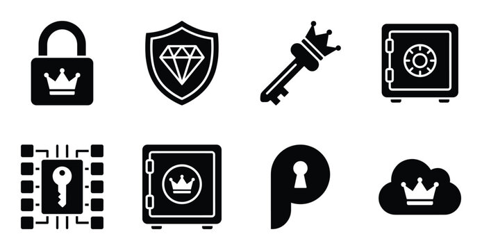 Security padlocks and a strongbox protect valuable objects with keys and cloud backup security