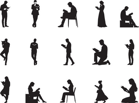 People Sitting and Reading Books in Quiet Study Pose