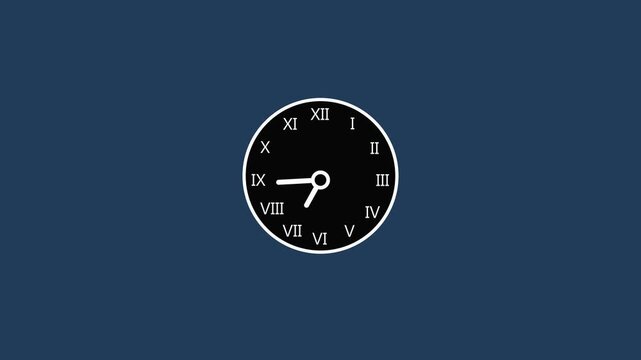 clock face time working office hours animated.4k video animation