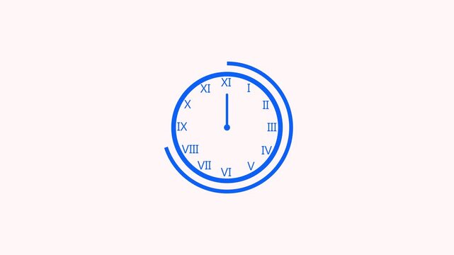 Wall clock animation. Analog clock icon with moving arrows in seamless 12 hour.4k video animation