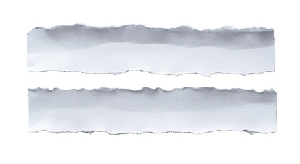 Naklejka premium Two ripped white paper strips with textured edges on a black background