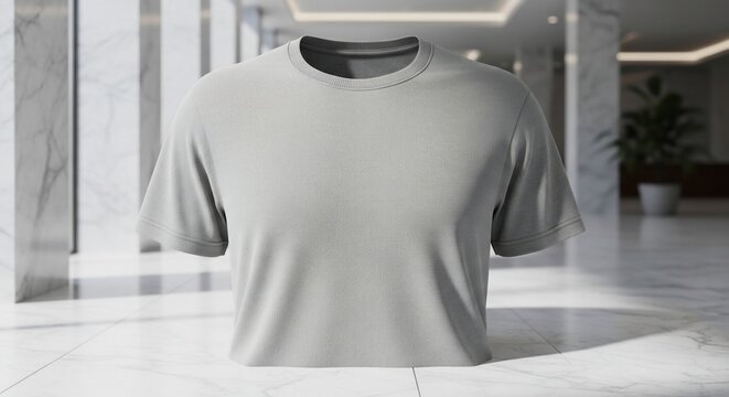 Gray T-shirt on Display Stand.