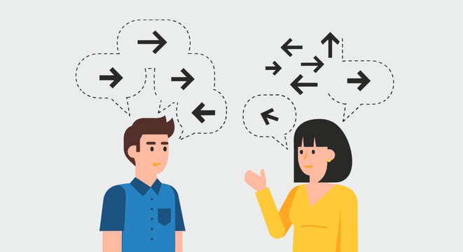 People communicating with confused thoughts.