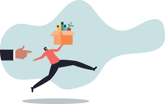 Fired employee, layoff or dismissal worker, misconduct or underperform staff, failure or trouble employment,human life and situation.