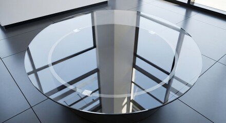 Fototapeta premium Modern glass floor with city reflection.