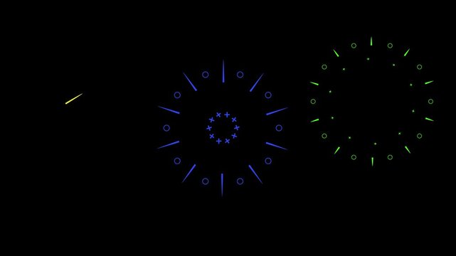 Firework Animation blast circle pop up loop animation,Circle Bursts And Sparks line animation.Circle bursting Motion graphics with the black screen.  line blast 4k animation video.