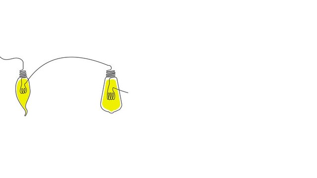 Animated light bulb string lights idea, innovation, celebration