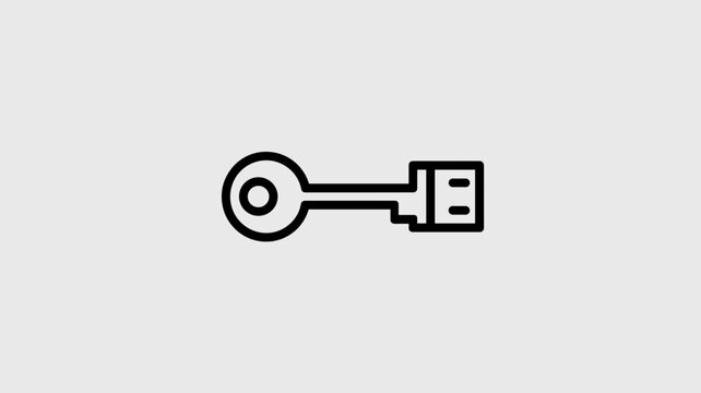 Geometric key mark with USB-A bit shape - for cybersecurity illustration