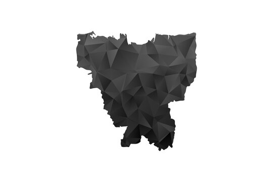 Jakarta Map - Polygon Style Vector Illustration in Black and Gray Gradient, Low Poly Geometric Design, Isolated on White Background for Infographics and Education.