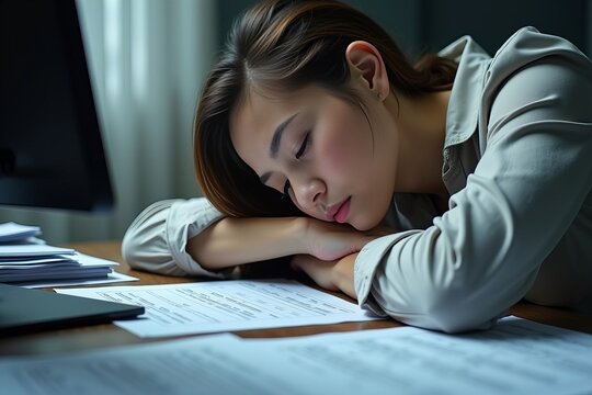 Intimate portrait of a tired medical coding bill and spreadsheets analyst, lost in thought amidst a mountain of paperwork.