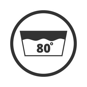 Washing under 80 degrees Celsius icon isolated on transparent background