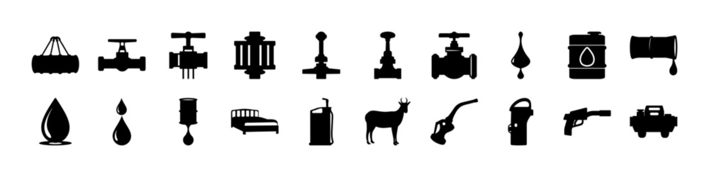 Set of furniture, decor and home object icons - Black silhouette icons featuring furniture, decor items, lighting, and household objects representing interior design and home living concepts.
