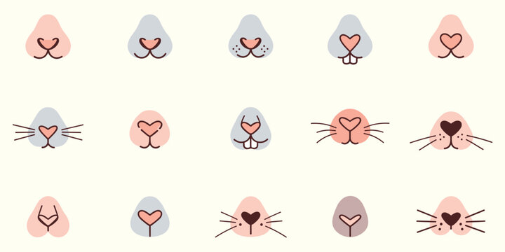 Animal snout playful variations cartoon nose vector illustration for kids