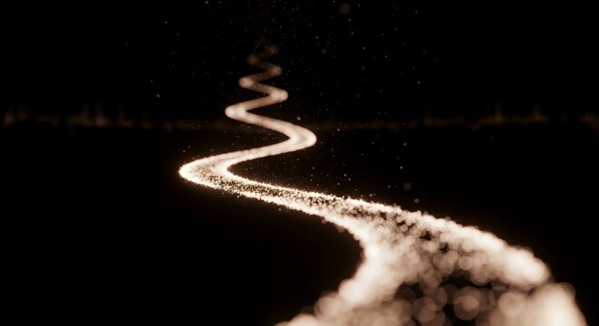 a glowing path appearing in darkness