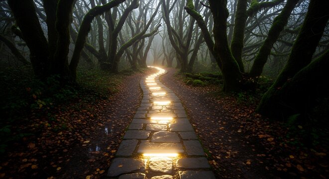 a path lighting up step by step