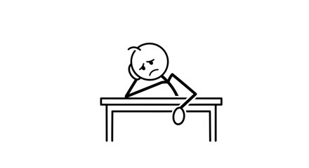 Fototapeta premium A bored person sitting at a desk.