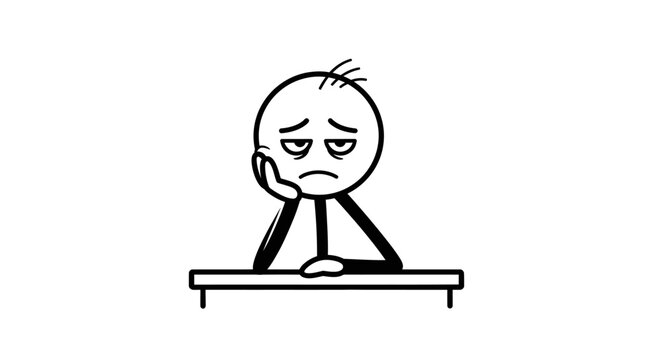 A man looking sad and bored.