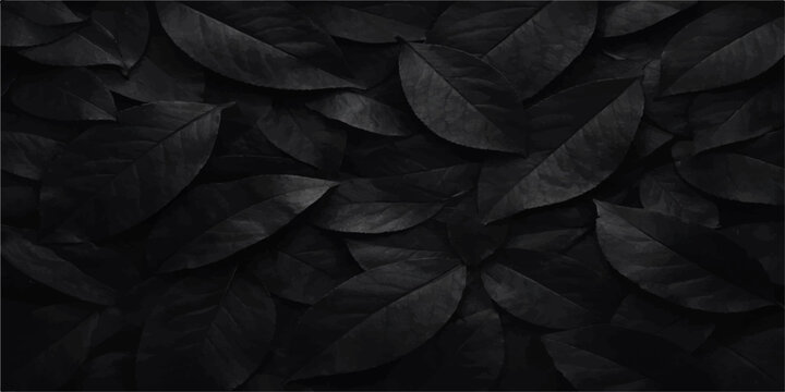 Abstract A close-up captures the allure of dark leaves arranged in a captivating pattern, inviting you to immerse in their enigmatic beauty.  for website, background, branding