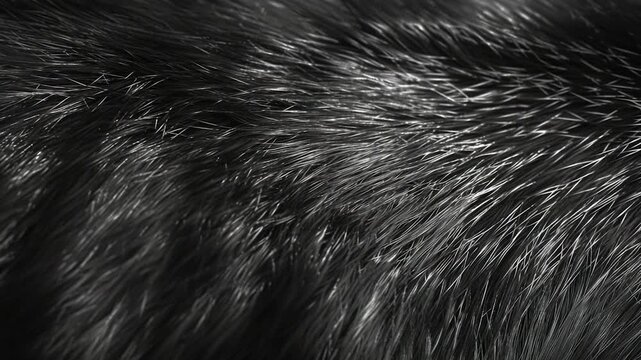 Video Close-up of a dog's fur texture in black and white