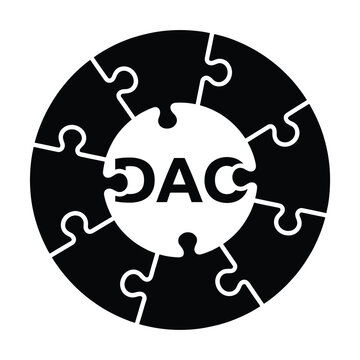 Decentralized autonomous corporation dac concept represented as puzzle pieces forming circular shape