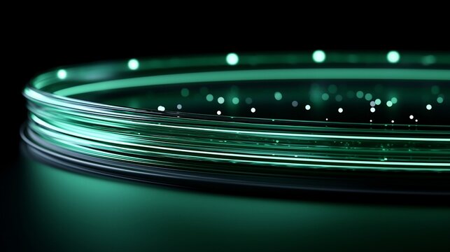 Turquoise illuminated loops dance above darkness