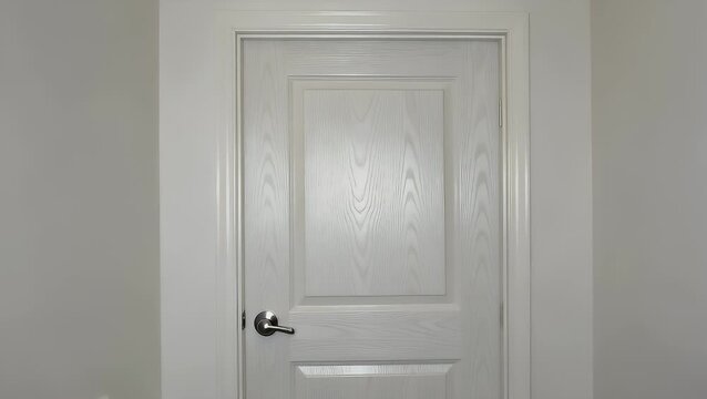 An interior passageway entry composed of pale timber panels featuring an attached handle, image includes a cut-out path for editing