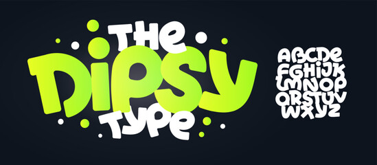 Plakat Fun Playful Font Cartoon Logo Alphabet Cool Bold Rounded Letter Set Modern Typography, Creative Typographic Design for Comics Title Text, Typo Poster Headline. Music Fest Fonts. Vector Typeface