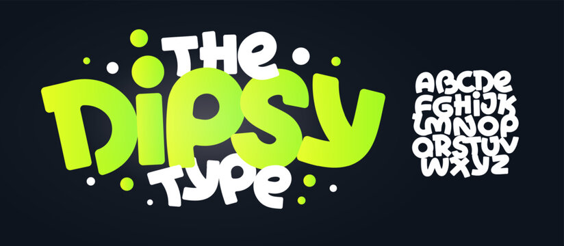 Fun Playful Font Cartoon Logo Alphabet Cool Bold Rounded Letter Set Modern Typography, Creative Typographic Design for Comics Title Text, Typo Poster Headline. Music Fest Fonts. Vector Typeface