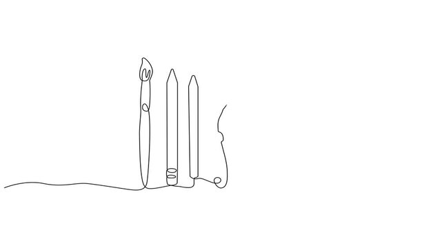 Animated self drawing Continuous one line drawing of Surfboards, minimalist line drawing, beach scene, surfing icons, simple illustration