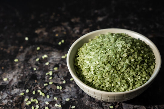 Jade rice, bamboo infused in a small bowl 