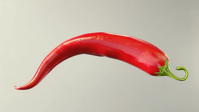 Video A single red hot pepper with a green stem, great for food and kitchen scenes